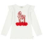 Girls White & Red Tulle Skirt Set, 2, hi-res